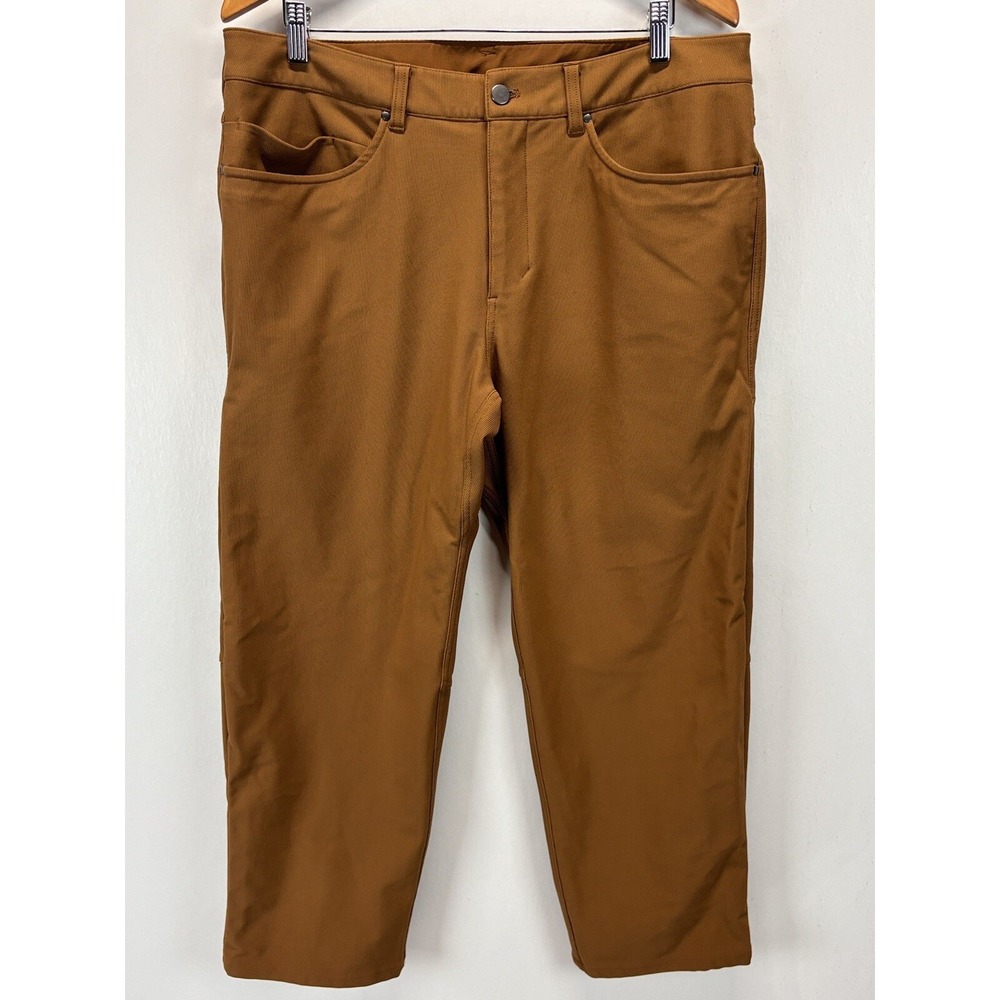 Lululemon Mens ABC Relaxed Fit Cropped Pant Size 36x26.5 Date Brown Orange Golf